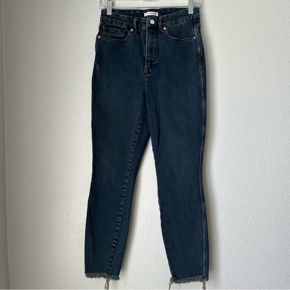 Good American Good Curve raw hem dark wash Jeans size 4/27 Good American Jeans - Picture 1 of 14
